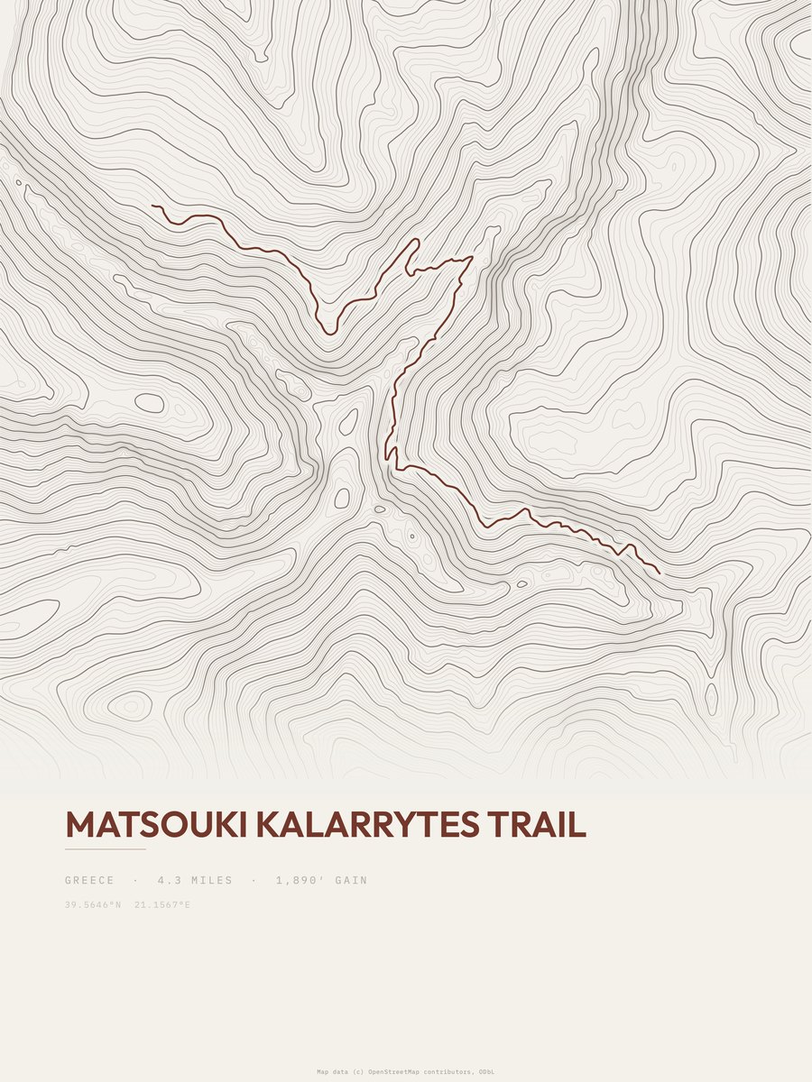Matsouki Kalarrytes Trail topographic trail print