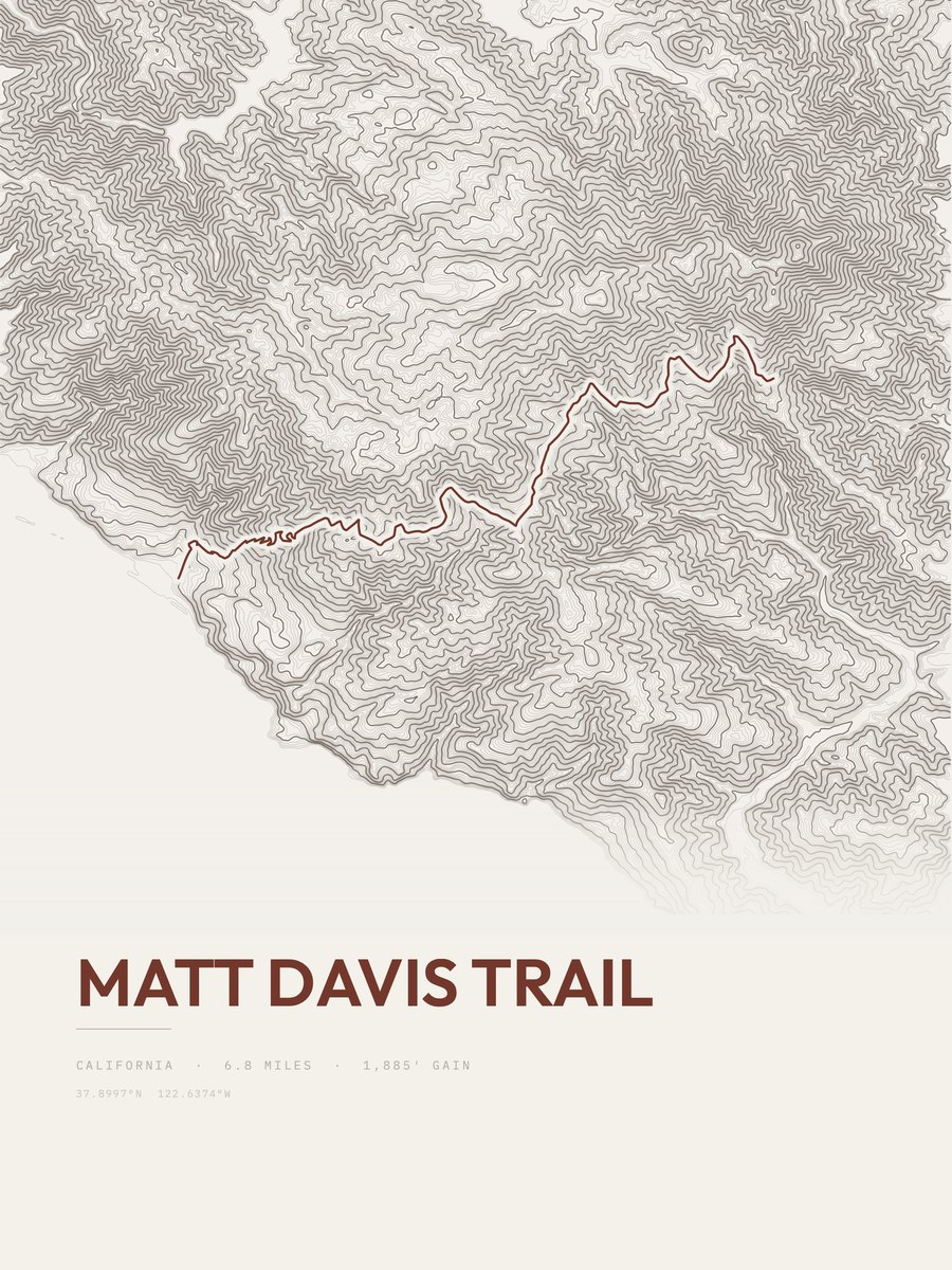 Matt Davis Trail Topographic print