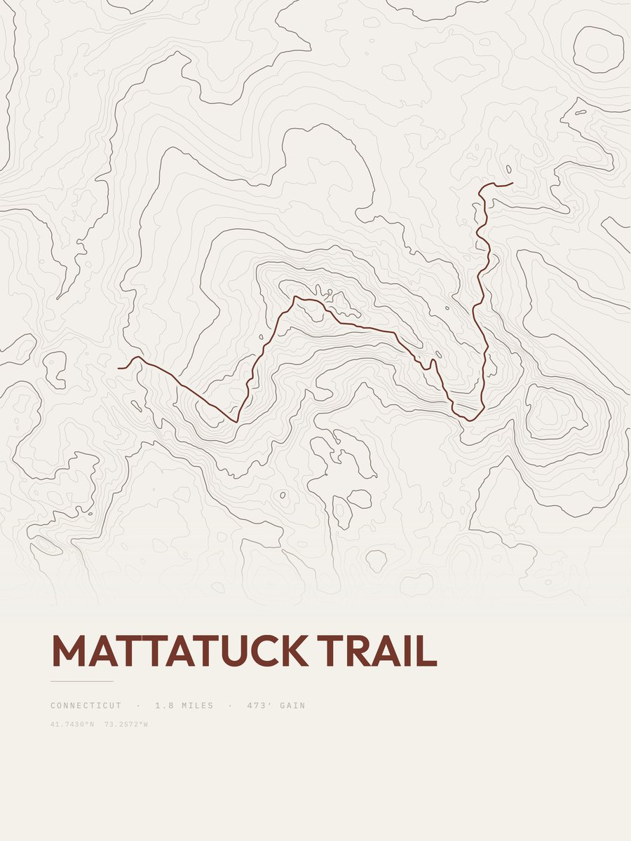 Mattatuck Trail topographic trail print