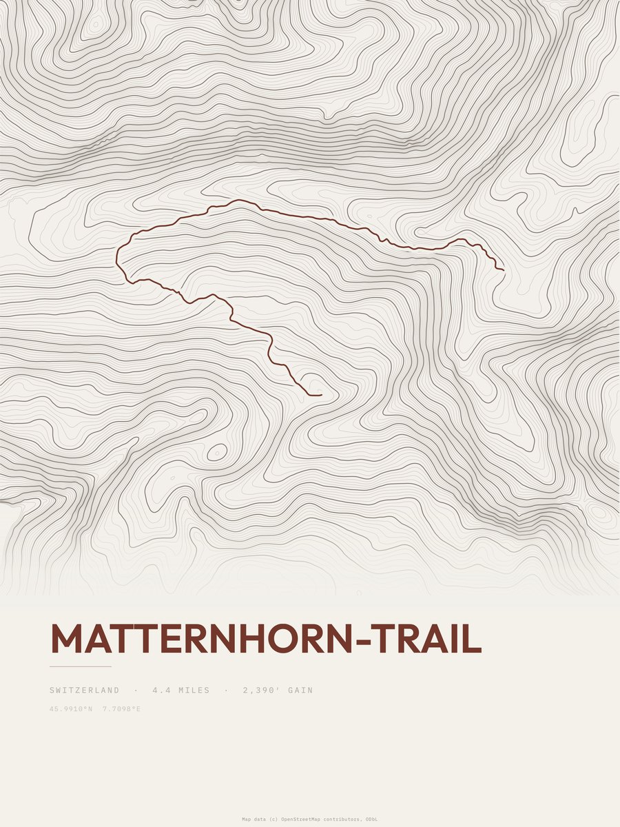 Matternhorn-Trail topographic trail print