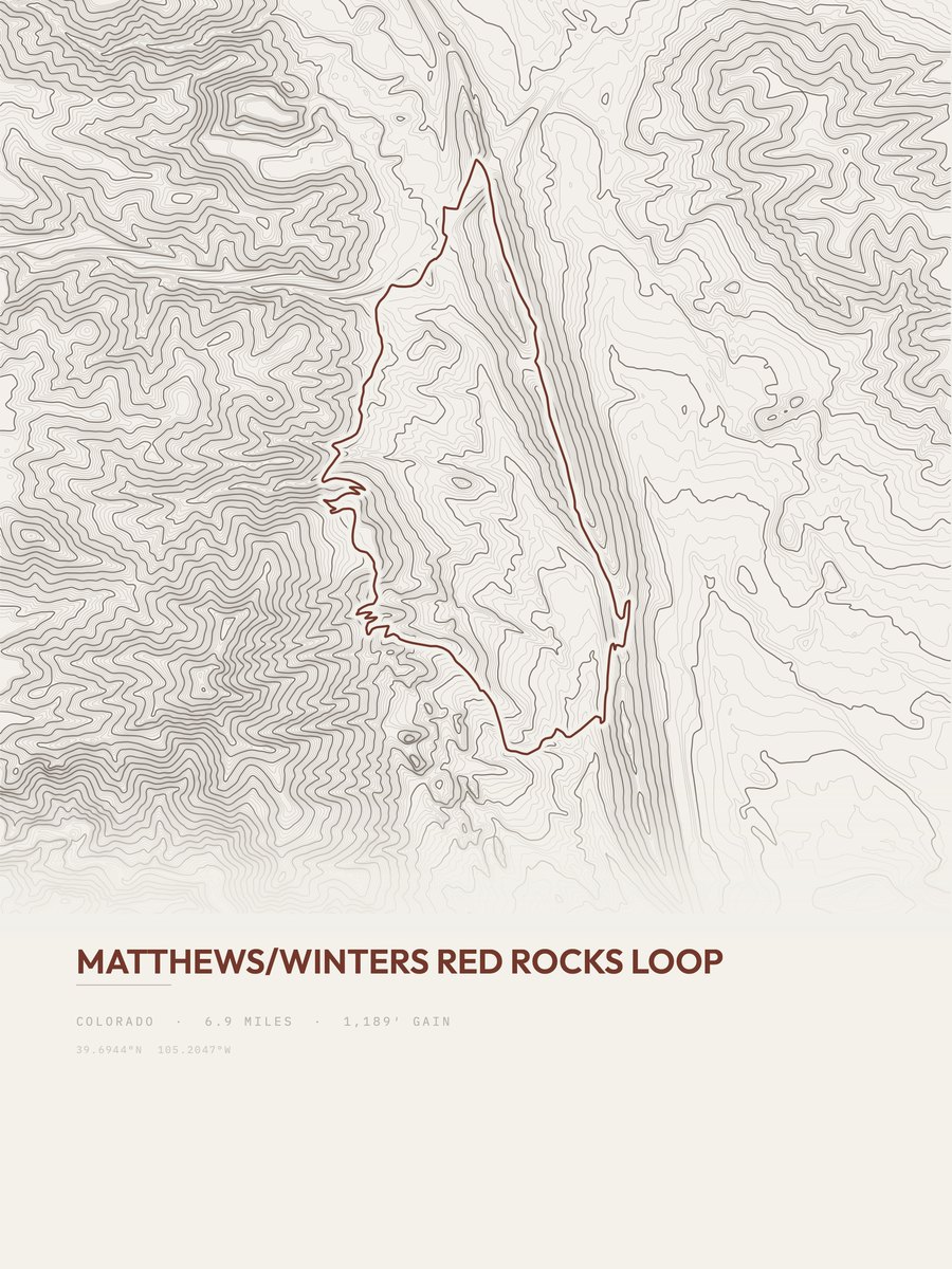 Matthews / Winters Red Rocks Loop topographic trail print