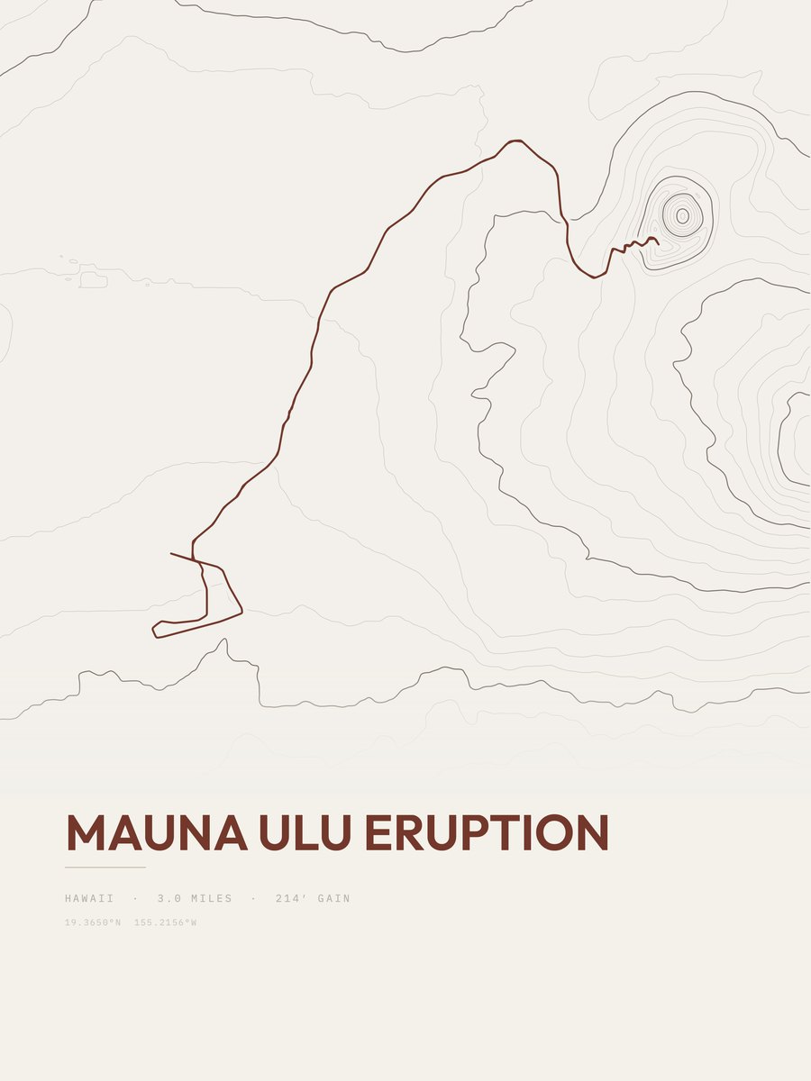 Mauna Ulu Eruption topographic trail print