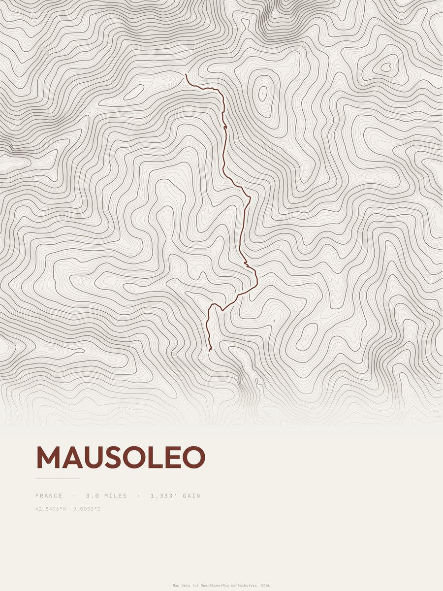 Mausoleo topographic trail print