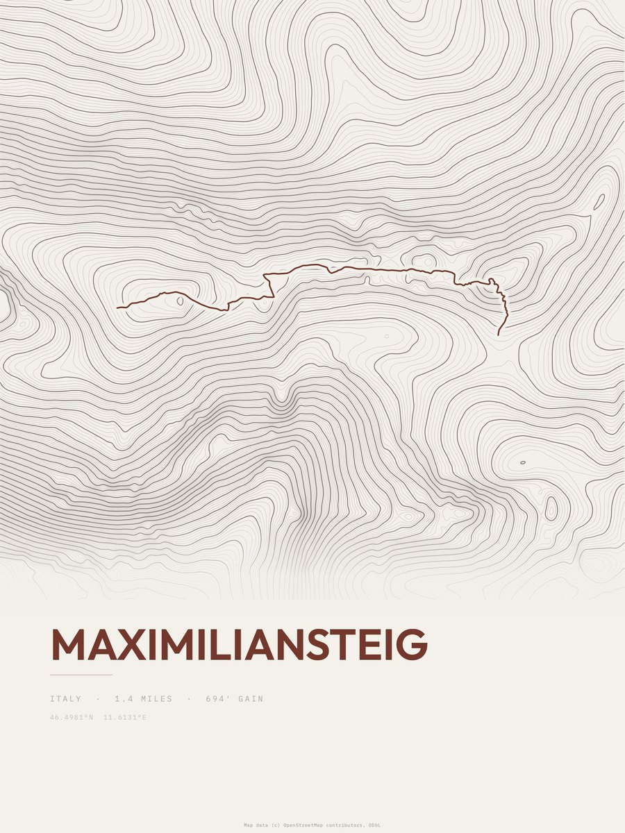 Maximiliansteig Topographic print