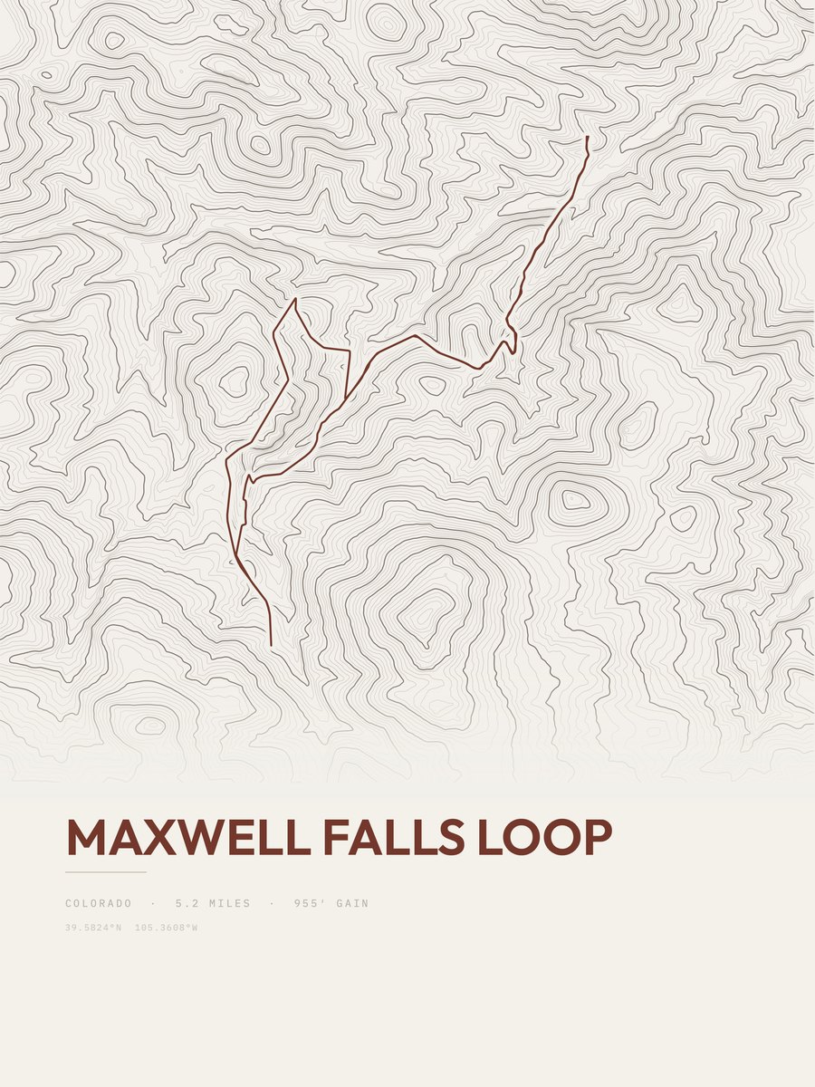 Maxwell Falls Loop topographic trail print