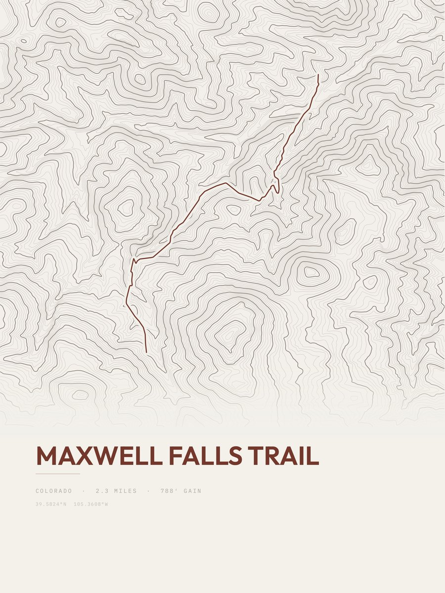 Maxwell Falls Trail topographic trail print