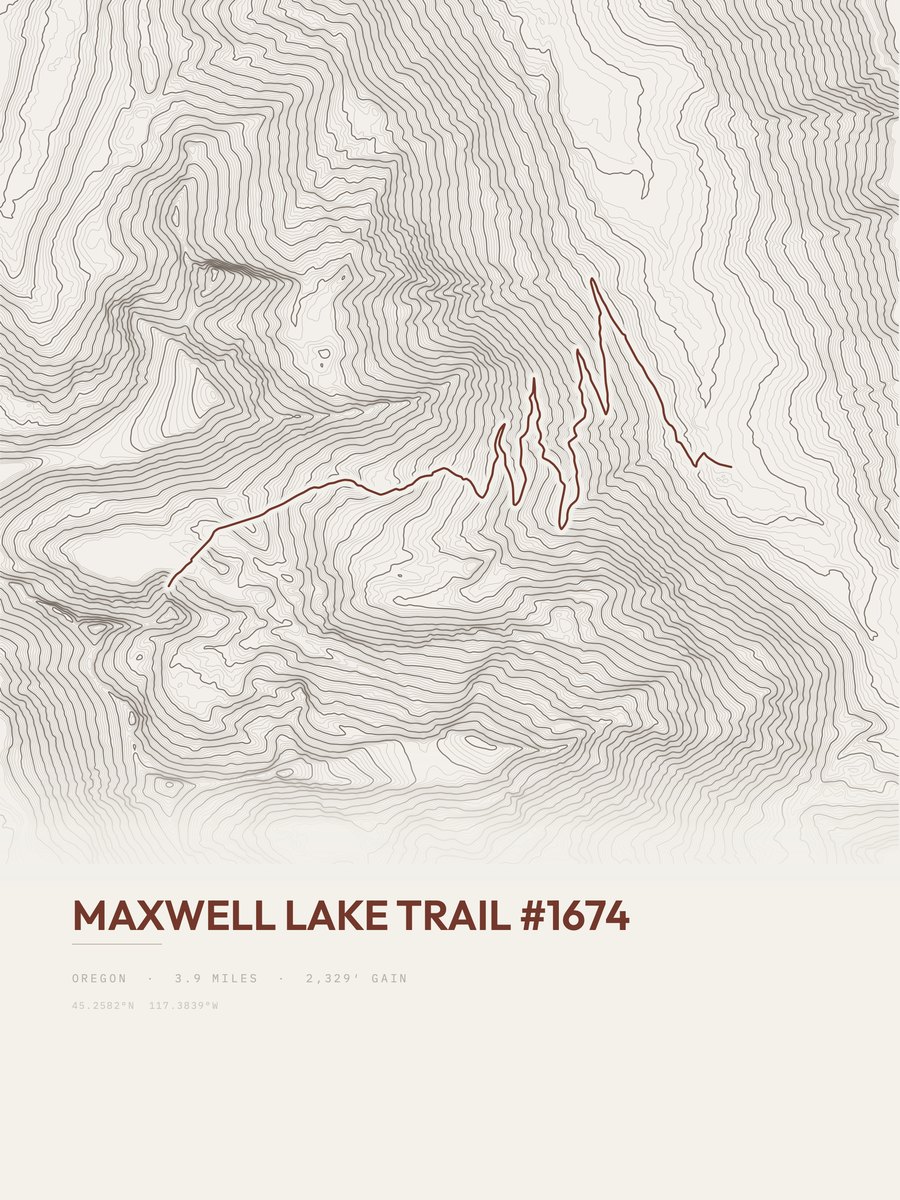 Maxwell Lake Trail Topographic print