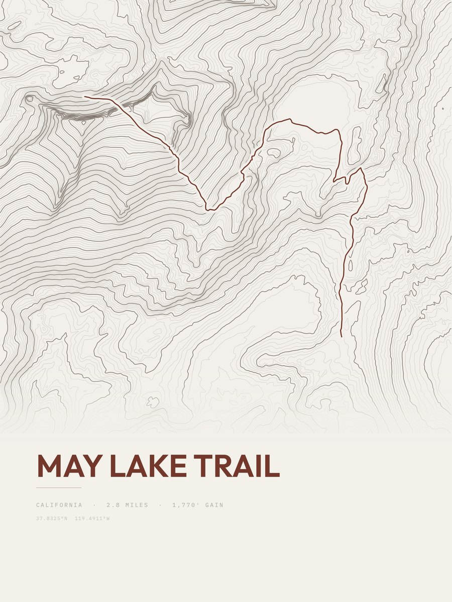May Lake Trail Topographic print