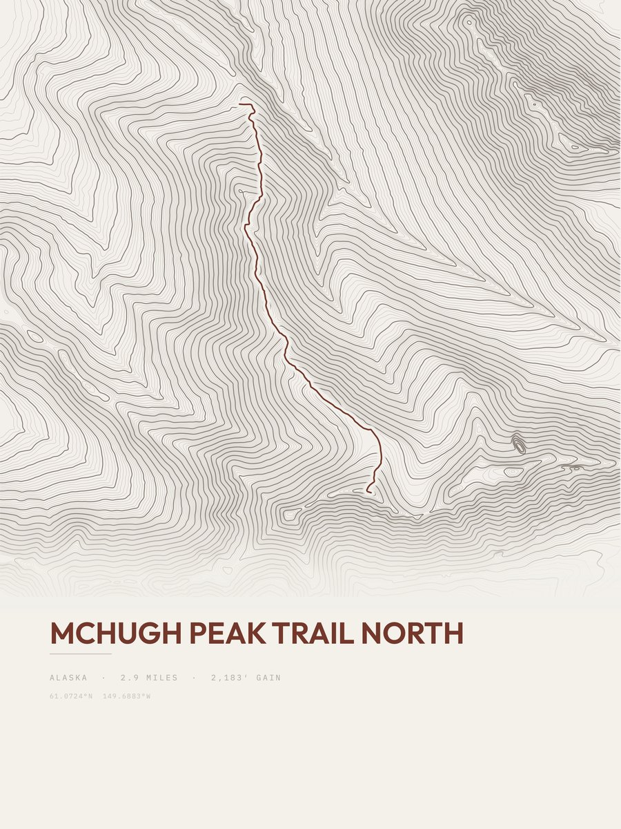 McHugh Peak Trail North topographic trail print