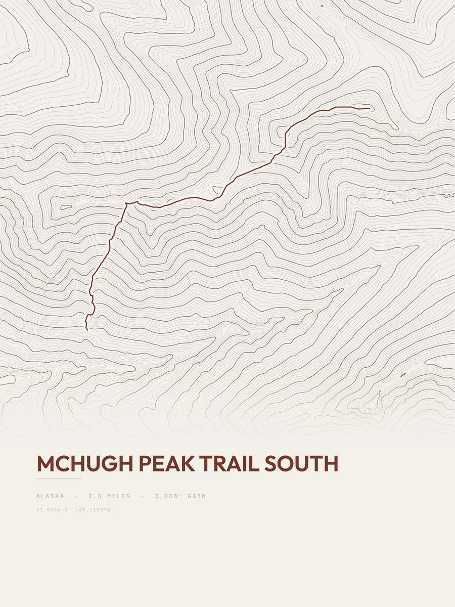 McHugh Peak Trail South topographic trail print
