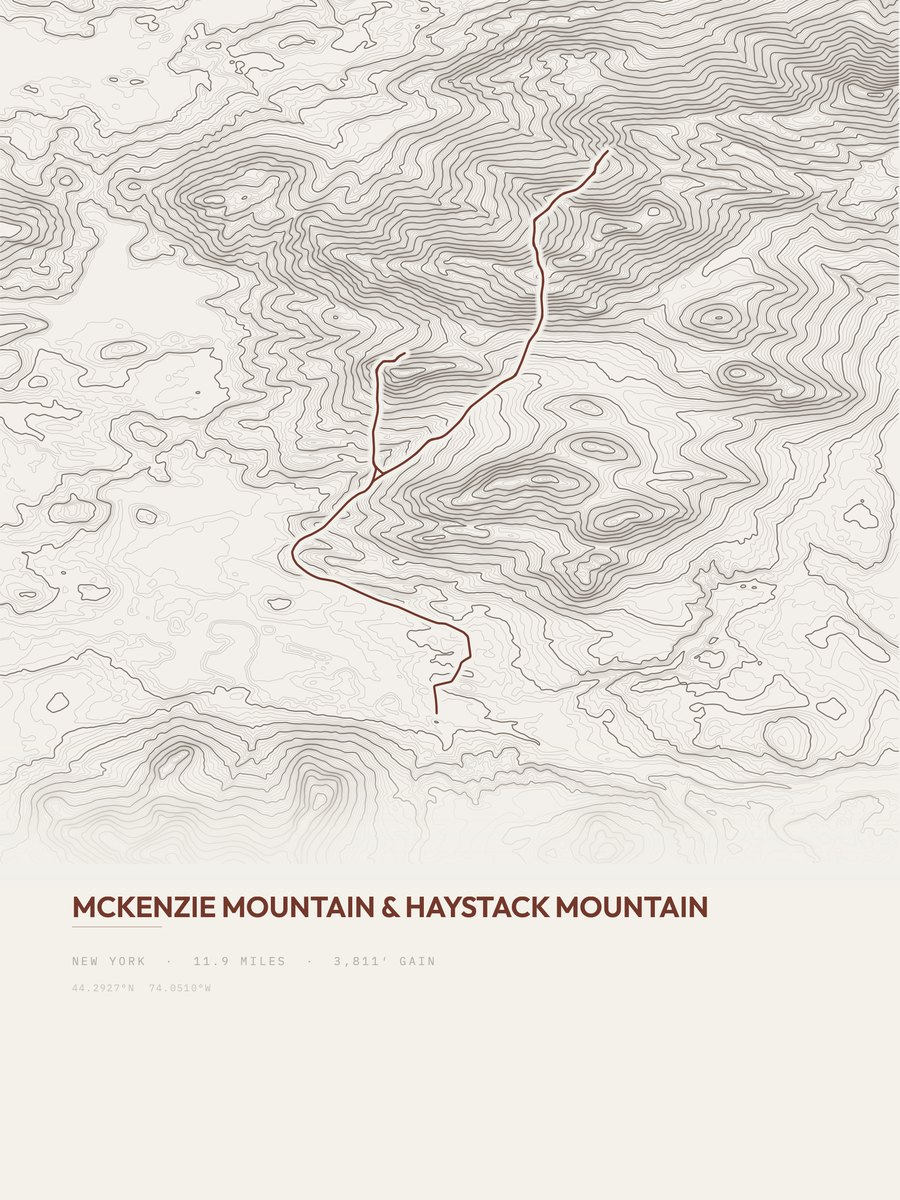 McKenzie Mountain topographic trail print