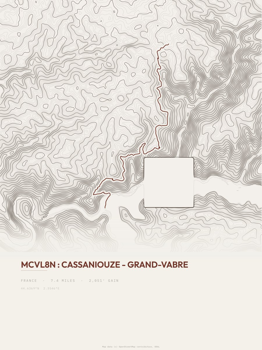 Cassaniouze to Grand-Vabre Topographic print