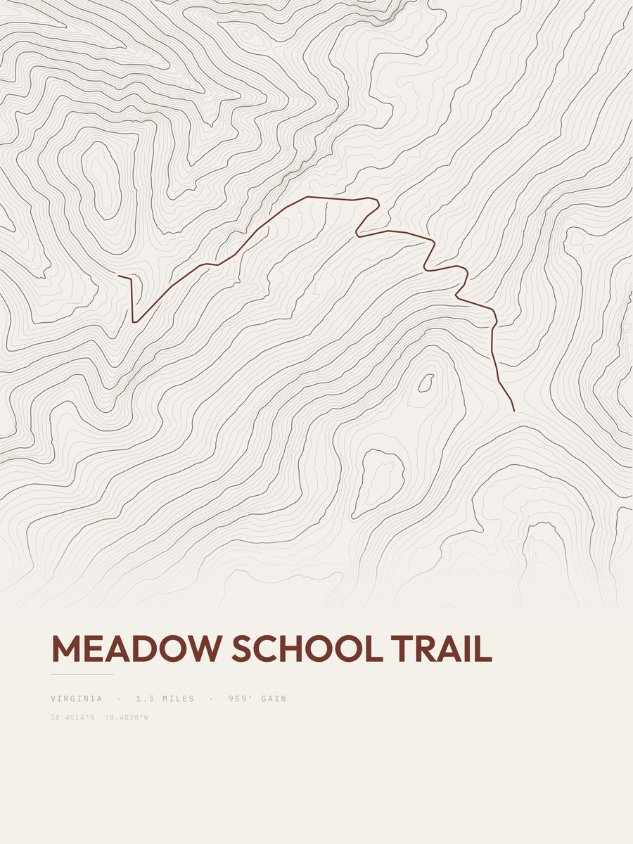 Meadow School Trail topographic trail print