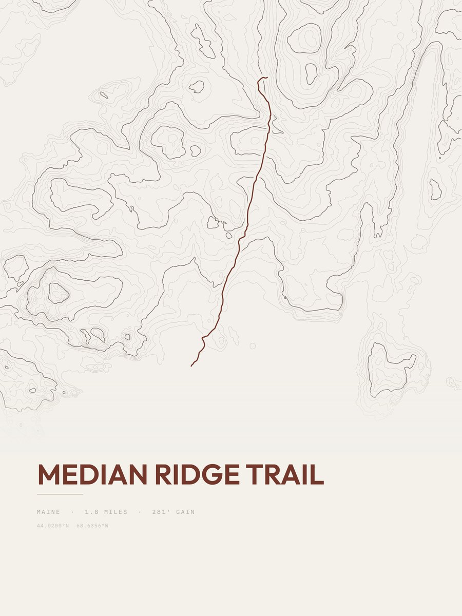 Median Ridge Trail topographic trail print