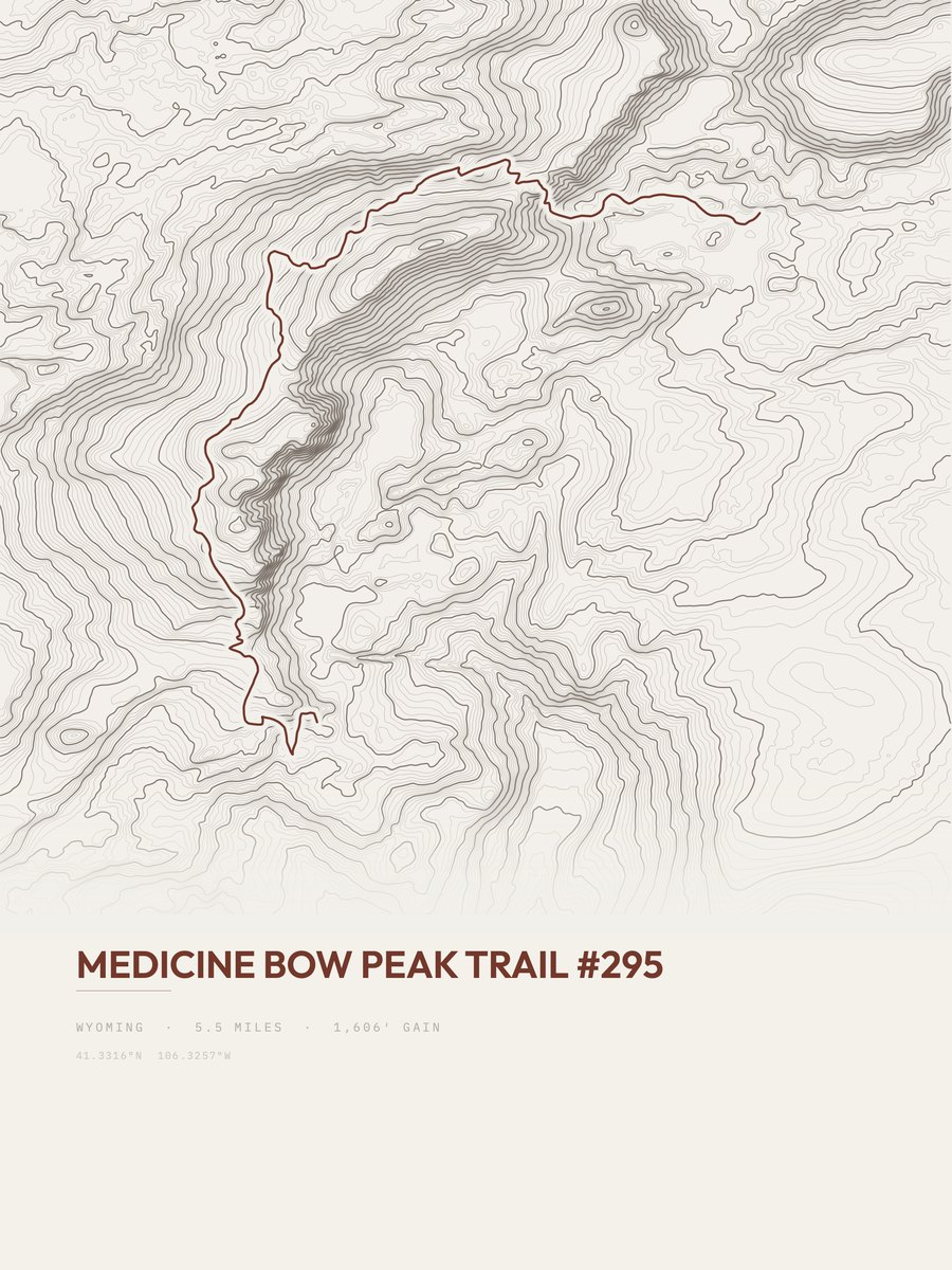 Medicine Bow Peak Trail Topographic print