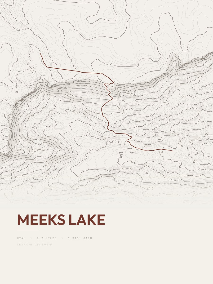 Meeks Lake topographic trail print