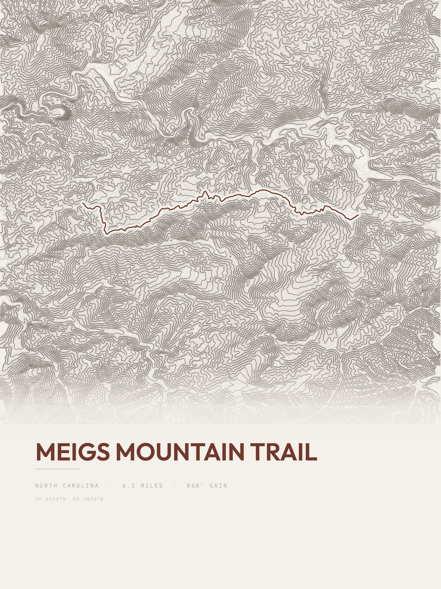 Meigs Mountain Trail Topographic print