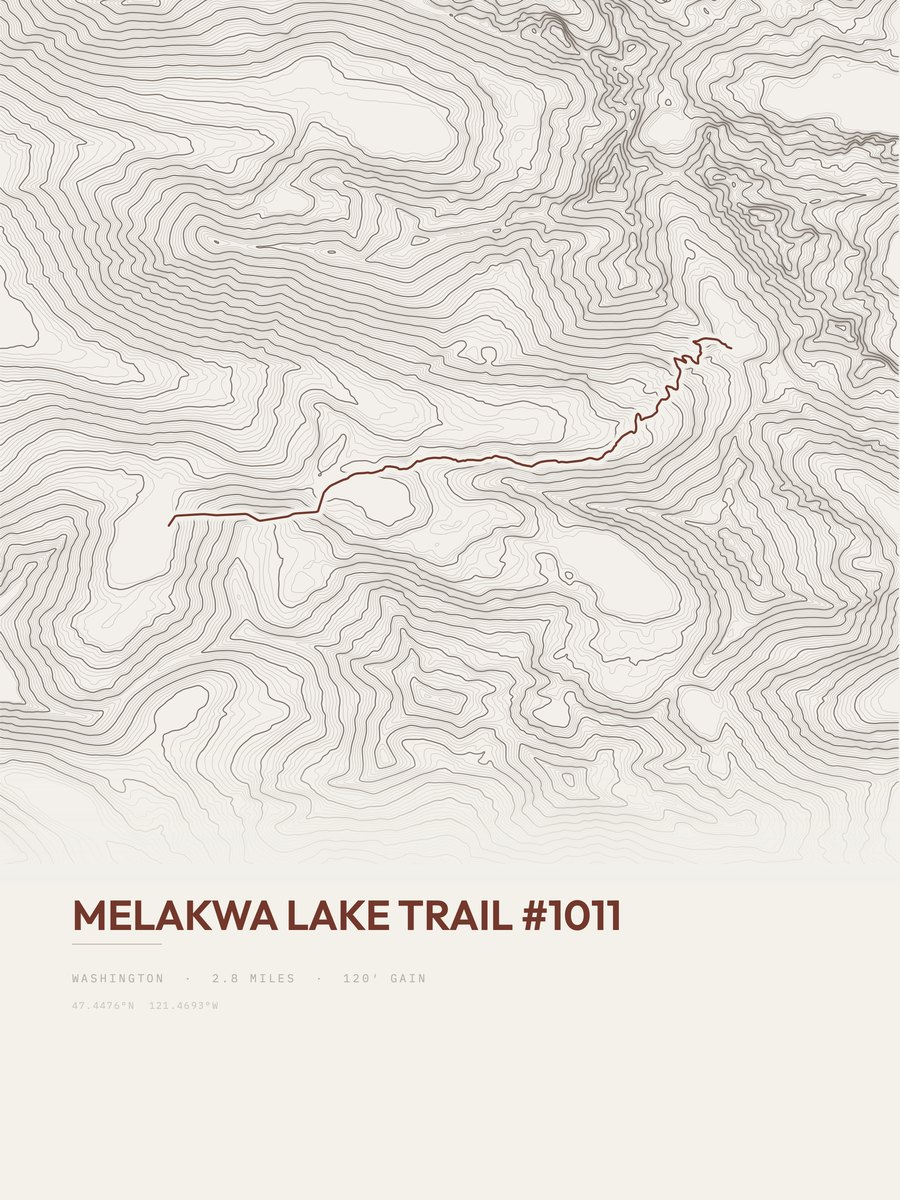 Melakwa Lake Trail Topographic print