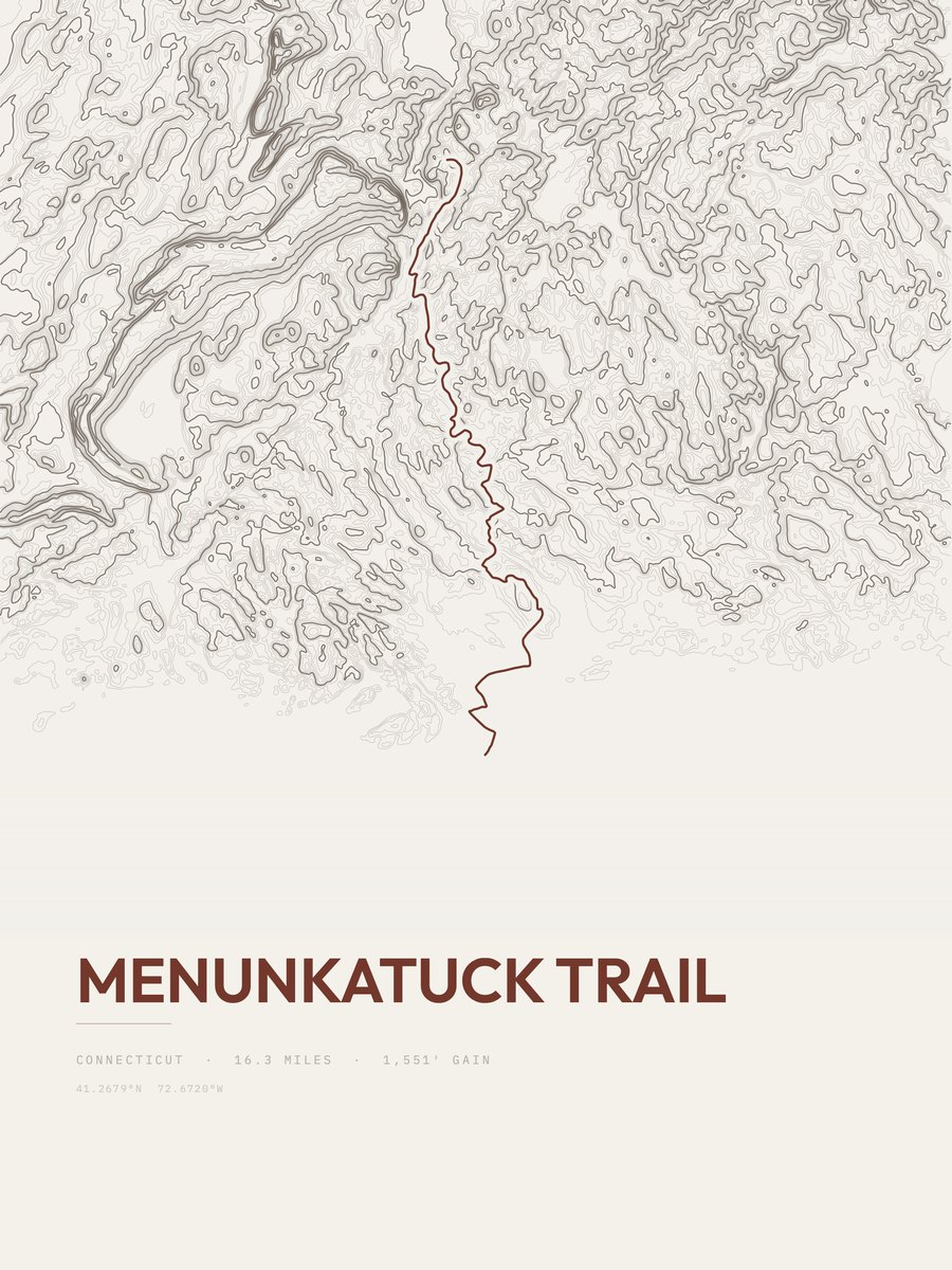 Menunkatuck Trail topographic trail print