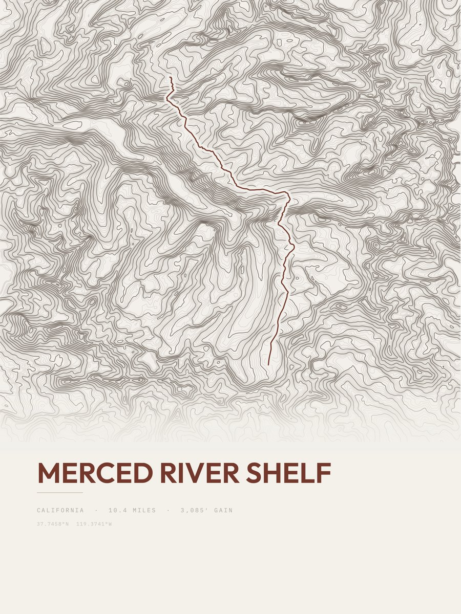Merced River Shelf Topographic print