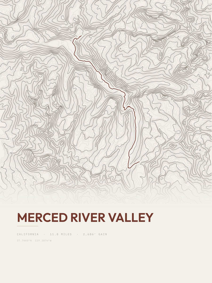 Merced River Valley Topographic print