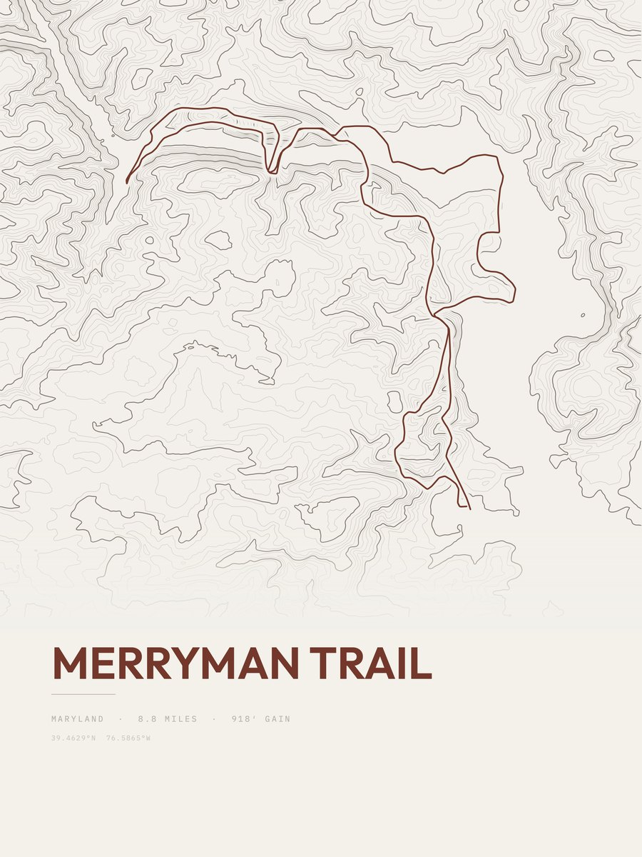Merryman Trail Topographic print