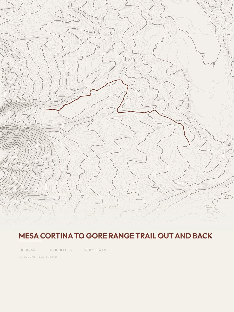 Mesa Cortina to Gore Range Trail Topographic print