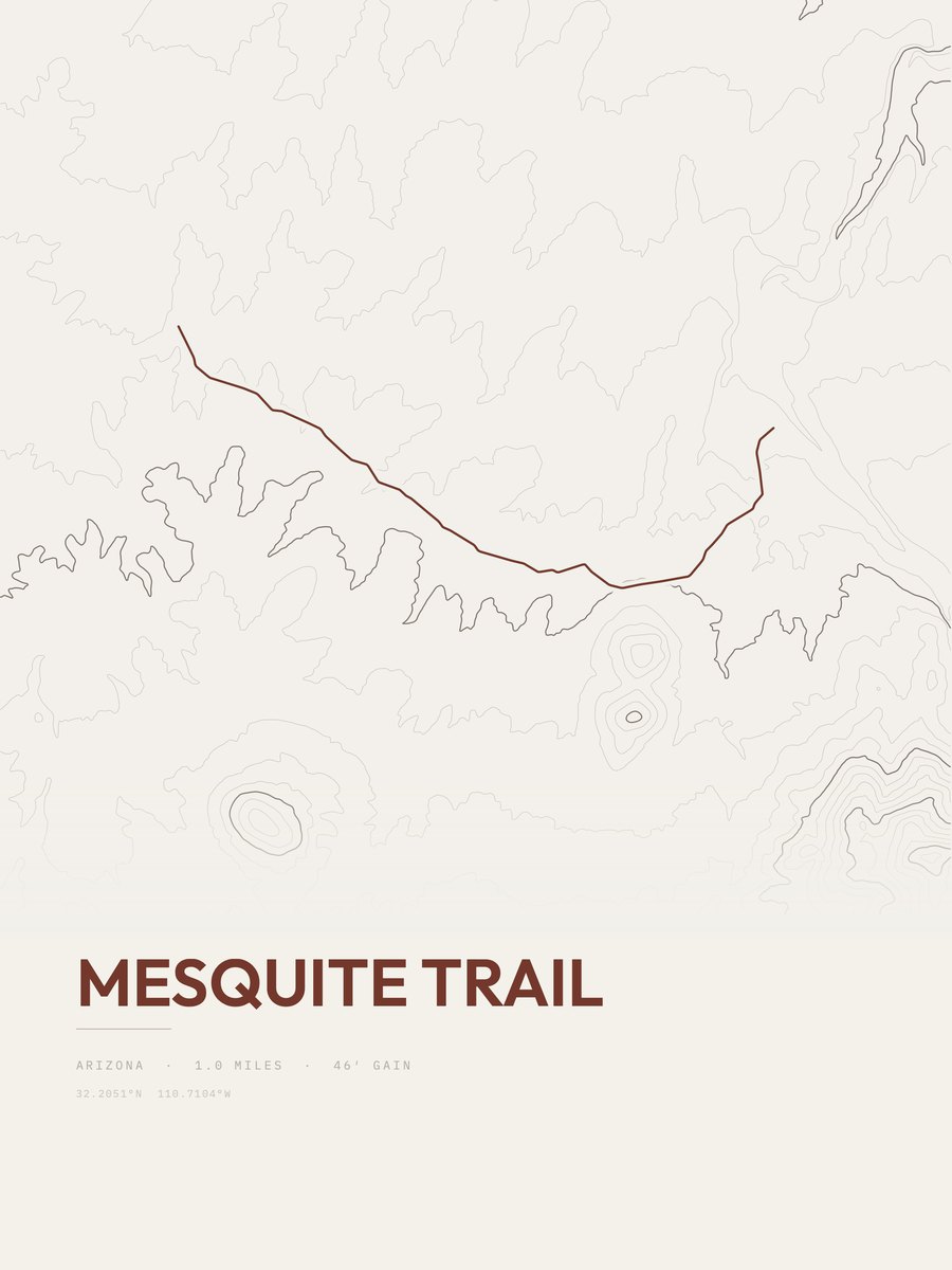 Mesquite Trail topographic trail print