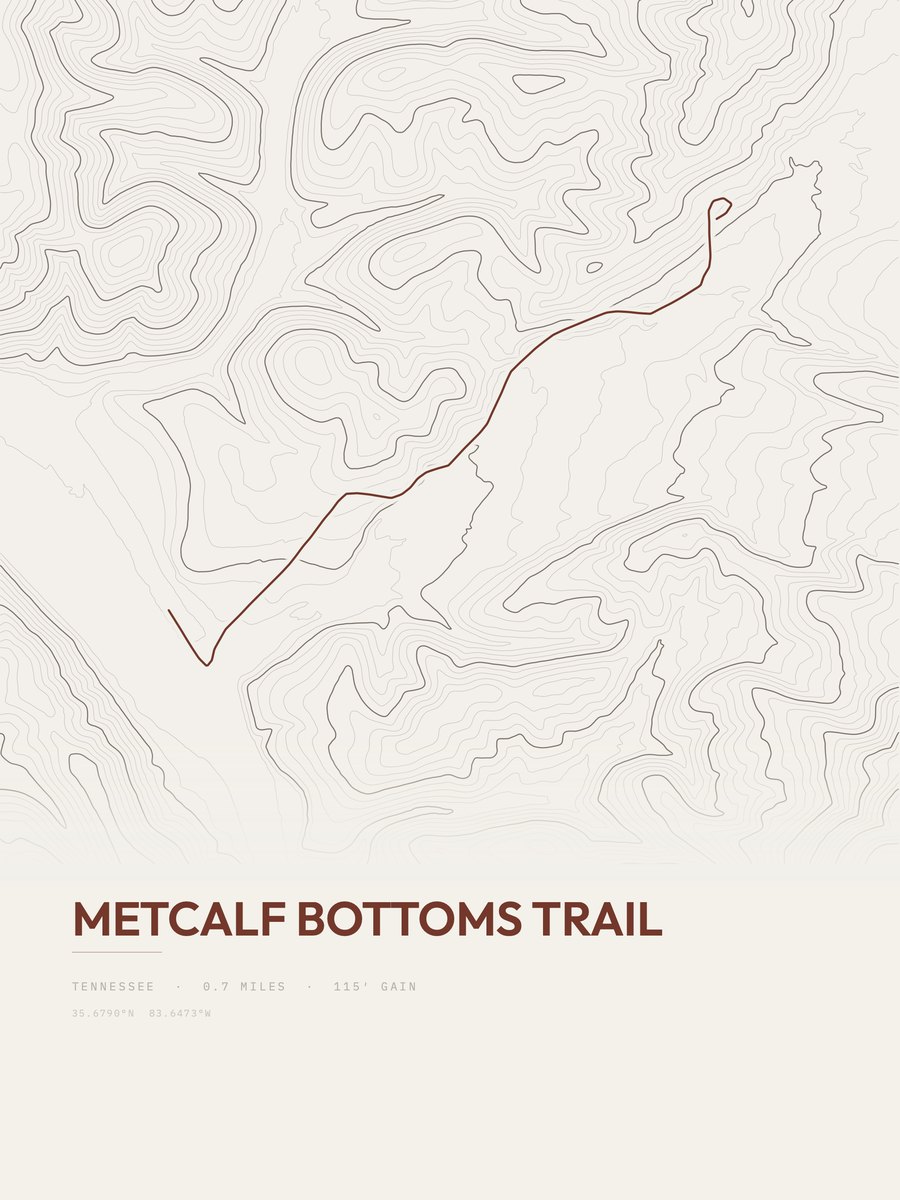 Metcalf Bottoms Trail Topographic print