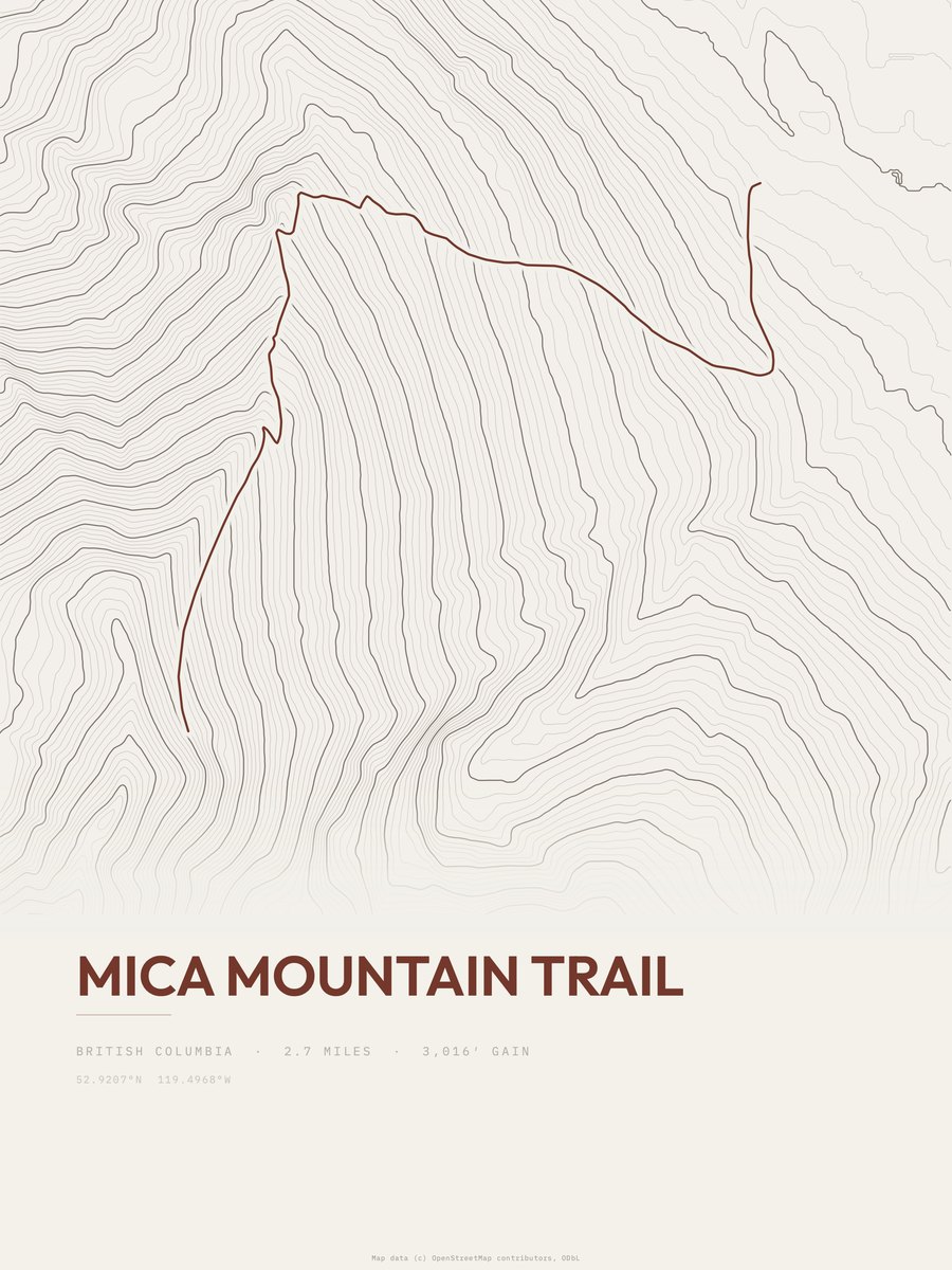 Mica Mountain Trail Topographic print