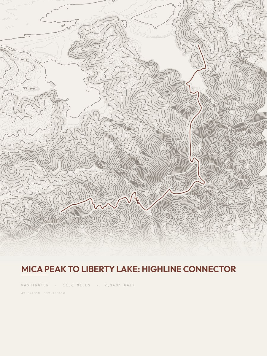 Mica Peak to Liberty Lake Topographic print