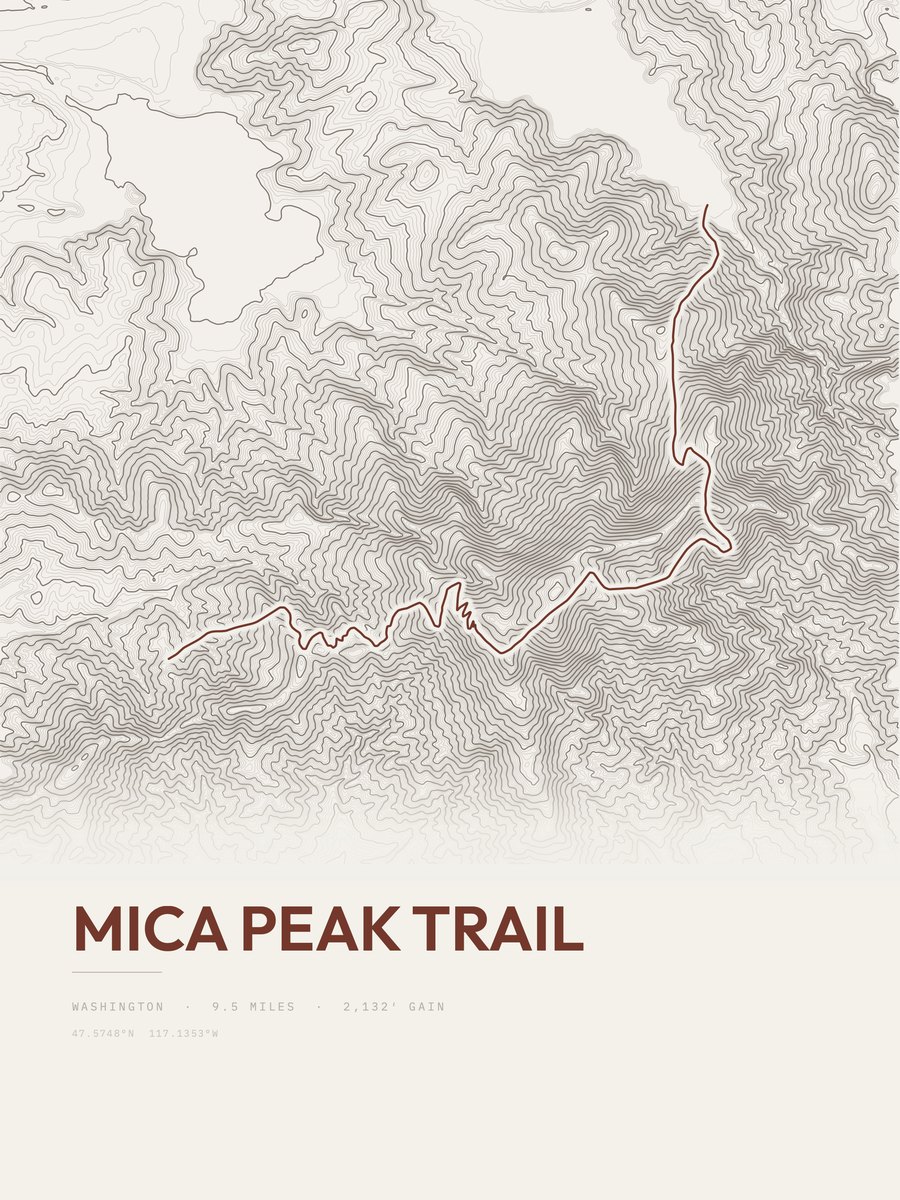 Mica Peak Trail Topographic print