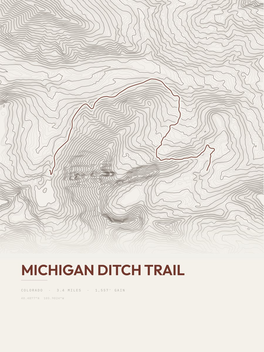 Michigan Ditch Trail Topographic print