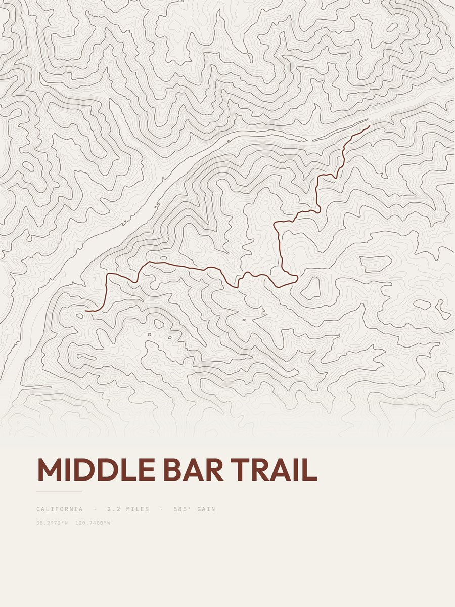 Middle Bar Trail Topographic print