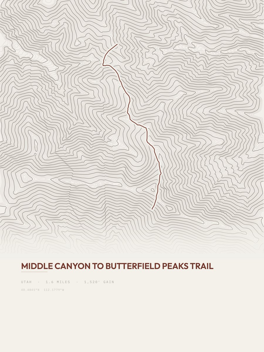 Butterfield Peaks Trail Topographic print