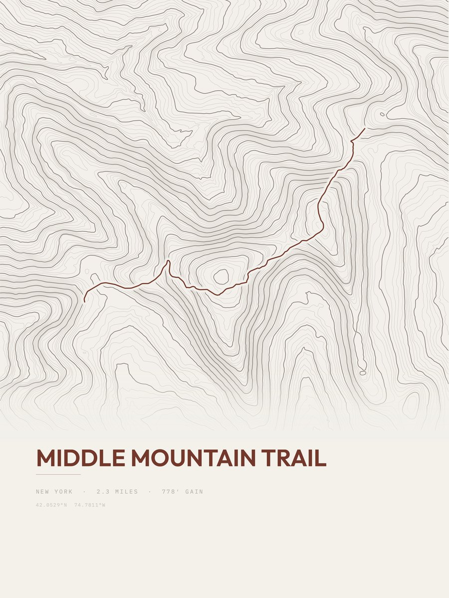Middle Mountain Trail Topographic print