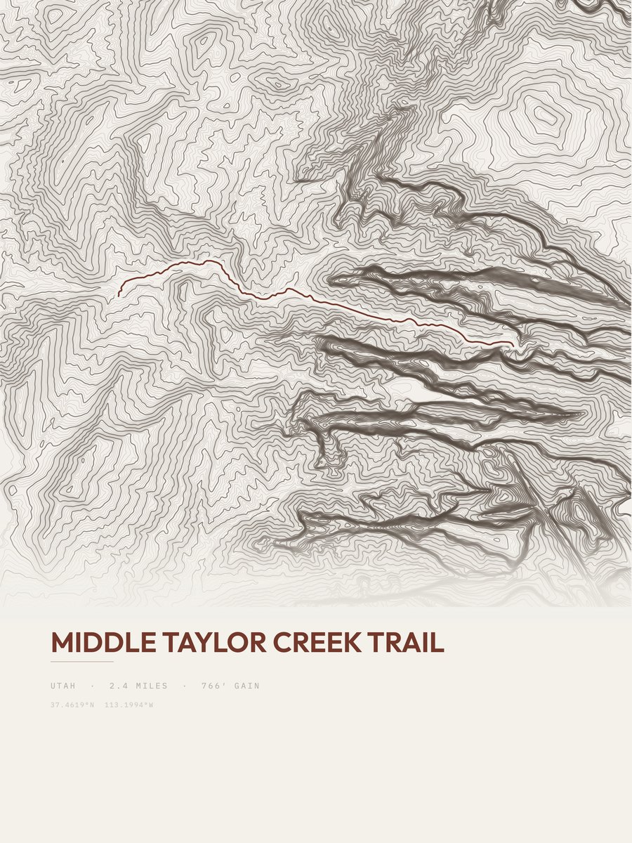 Middle Taylor Creek Trail Topographic print