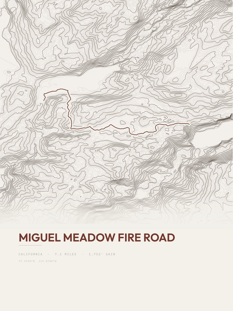 Miguel Meadow Fire Road topographic trail print