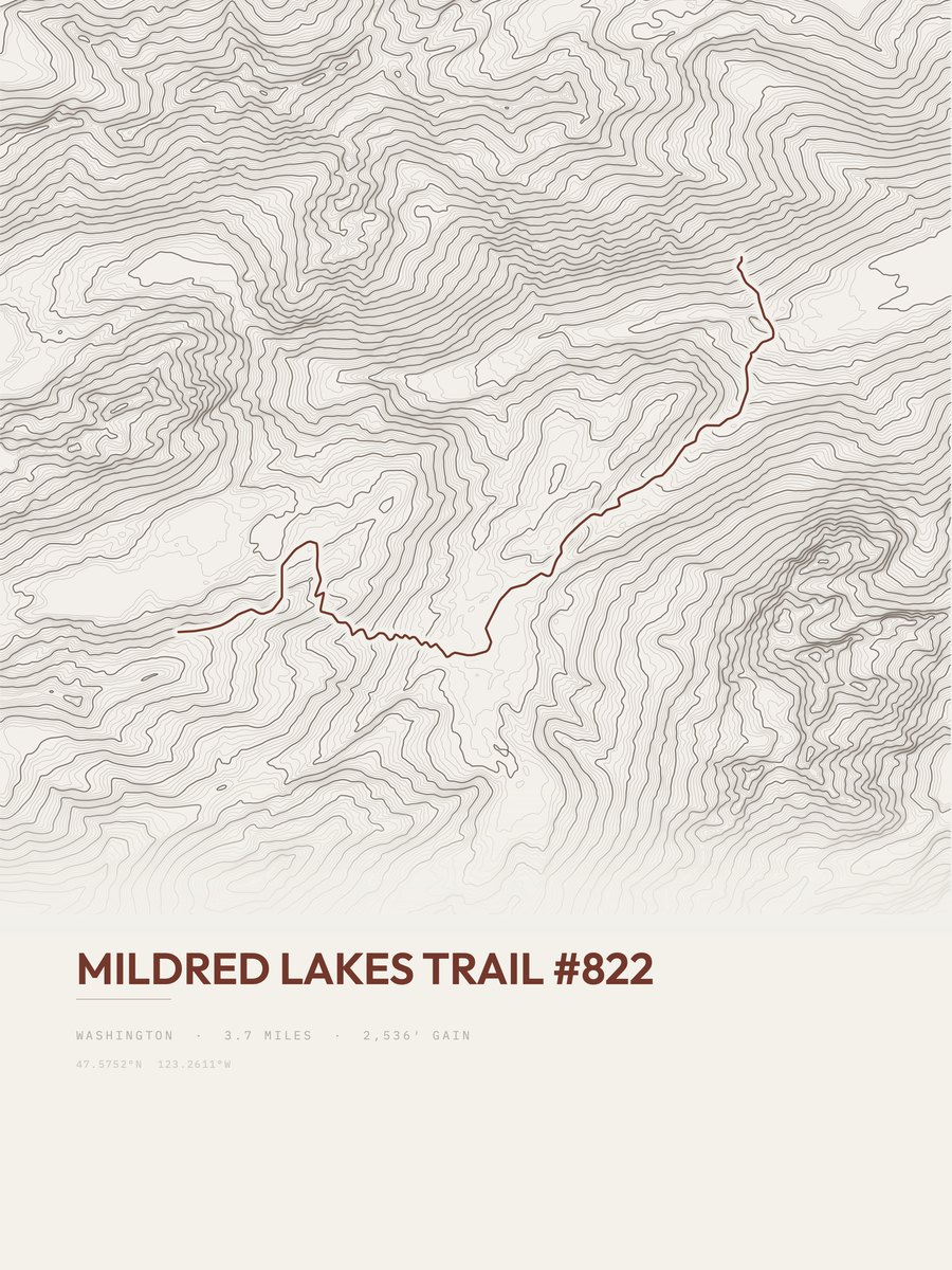 Mildred Lakes Trail Topographic print