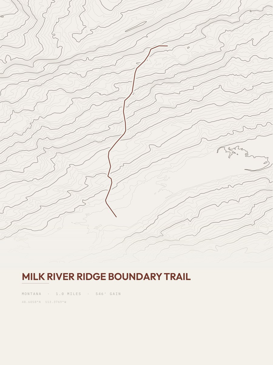 Milk River Ridge Boundary Trail Topographic print
