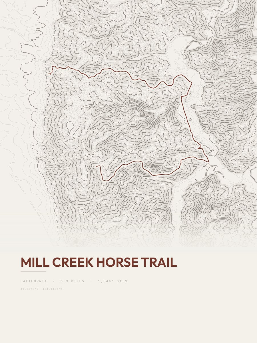 Mill Creek Horse Trail topographic trail print
