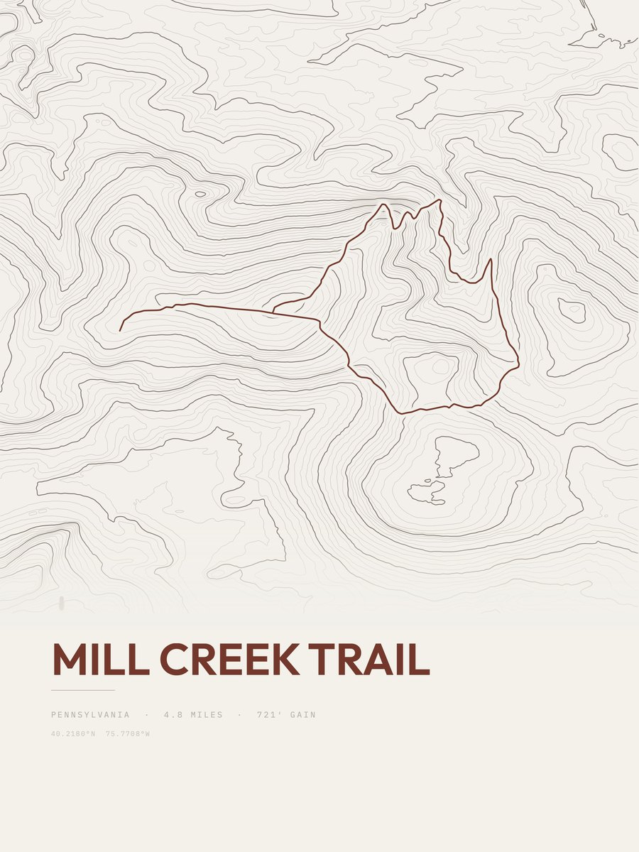 Mill Creek Trail Topographic print