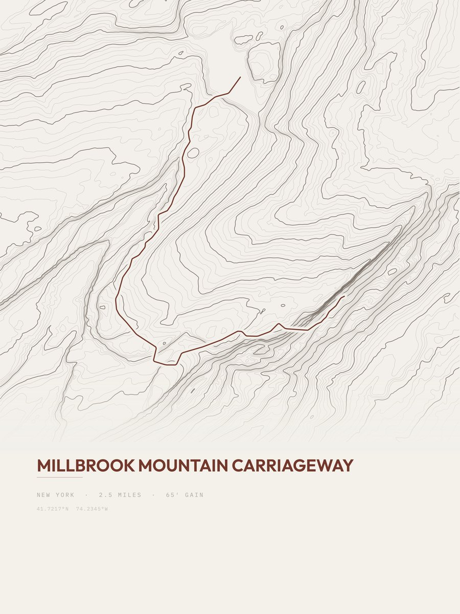 Millbrook Mountain Carriageway Topographic print