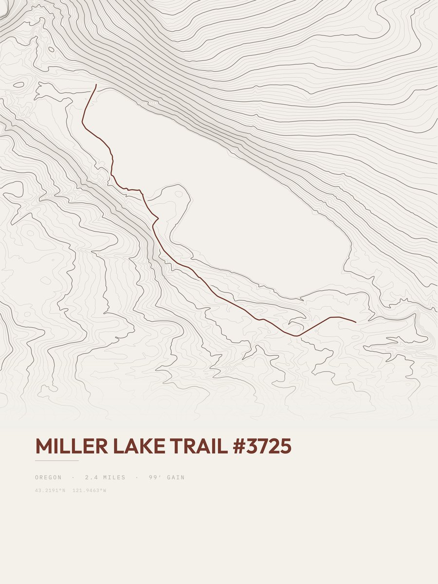 Miller Lake Trail topographic trail print