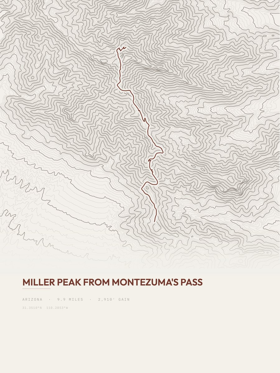 Miller Peak Topographic print