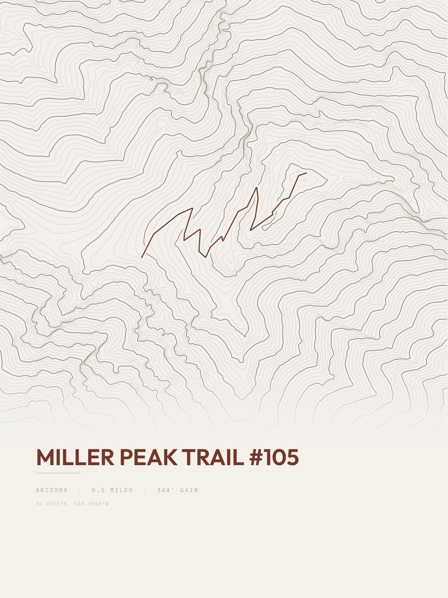 Miller Peak Trail Topographic print