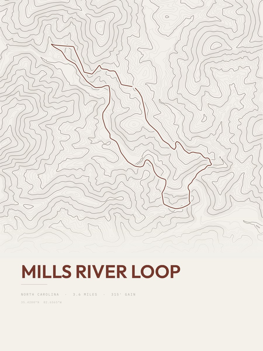 Mills River Loop Topographic print