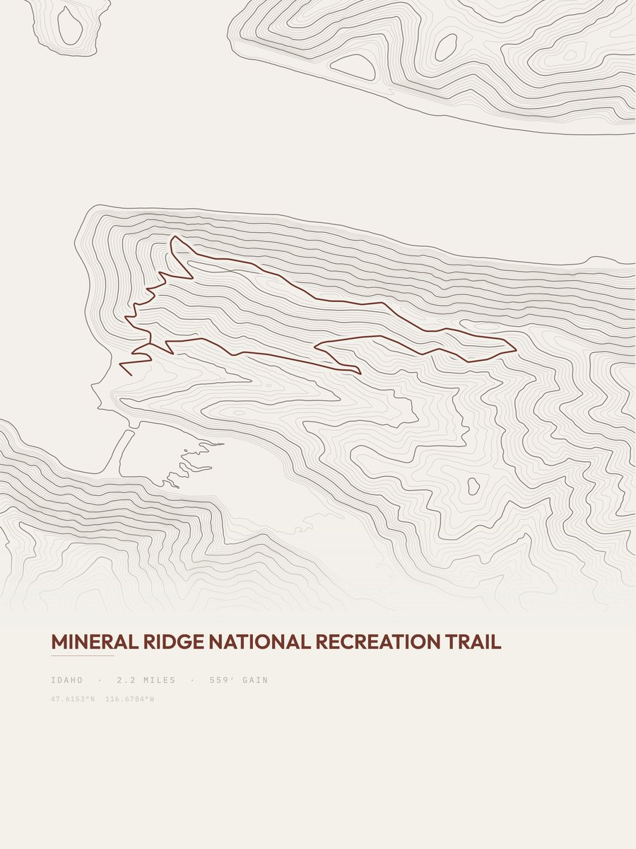 Mineral Ridge topographic trail print