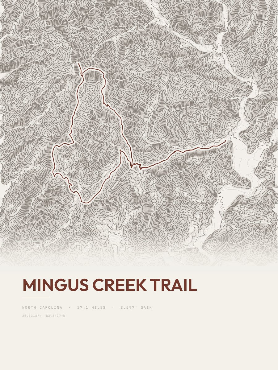 Mingus Creek Trail topographic trail print