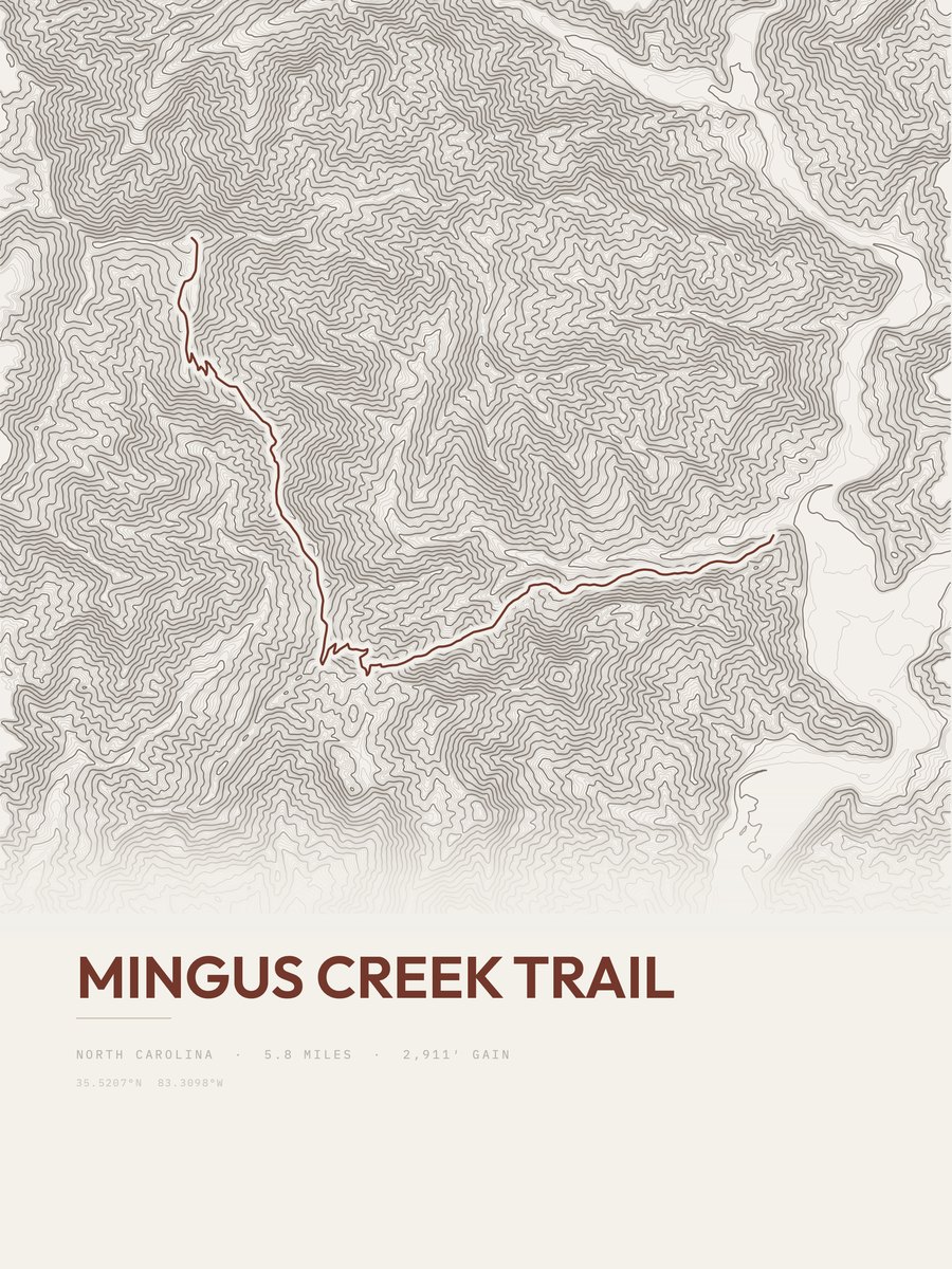 Mingus Creek Trail topographic trail print